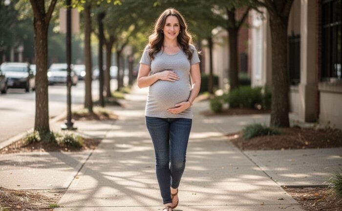Walking during pregnancy benefits infographic