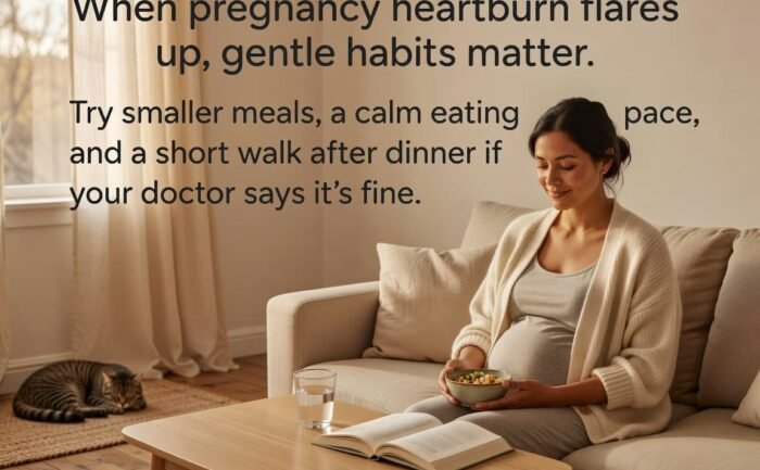 When pregnancy heartburn flares up, gentle habits matter
