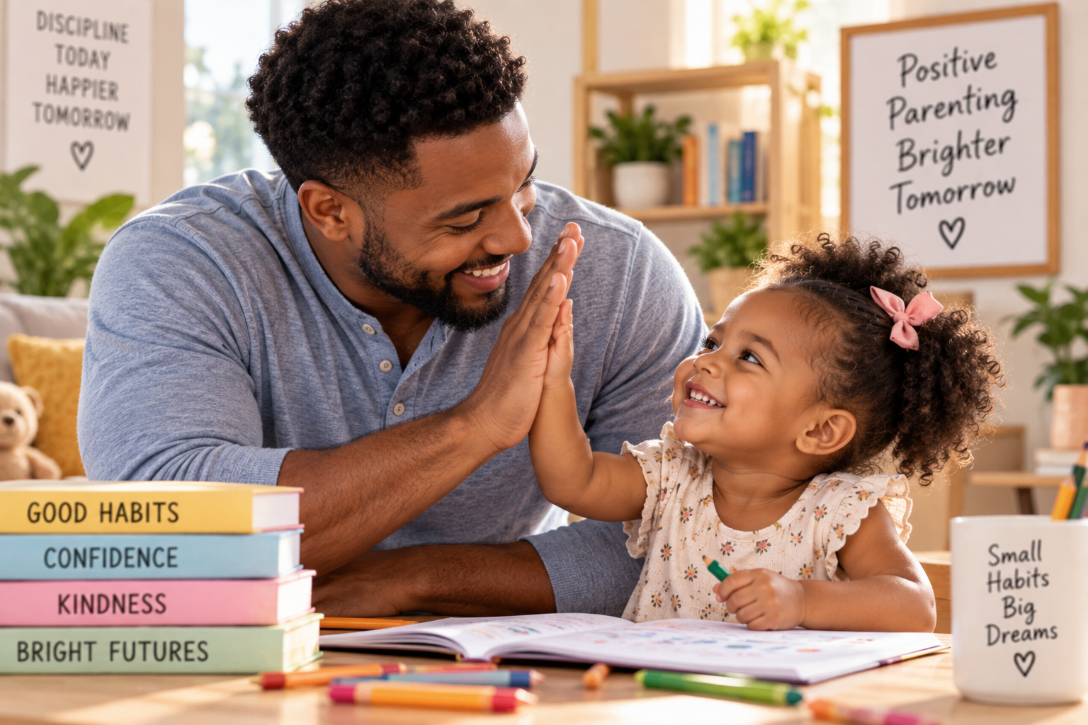 Joyful Father-Daughter Learning Moment